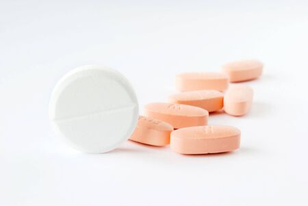 Medicines pills over white backgroundの写真素材