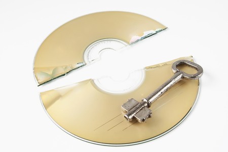 Cracked CD. Key to CD safety softwareの写真素材