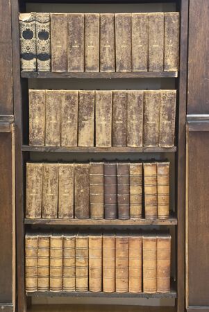 Row of Antique Books in Libraryの写真素材