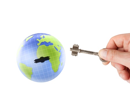 earth globe with keyの写真素材