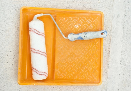 painting tools on white gridの写真素材