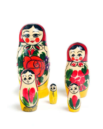 Five matrioshka set over whiteの写真素材