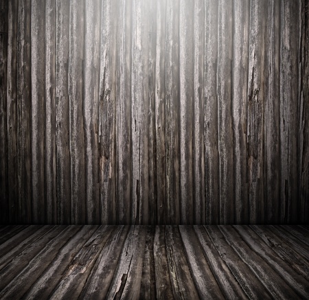 old grunge room with wooden floor and wallの写真素材