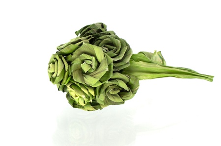 Roses made %u200B%u200Bfrom Pandanus on white の素材
