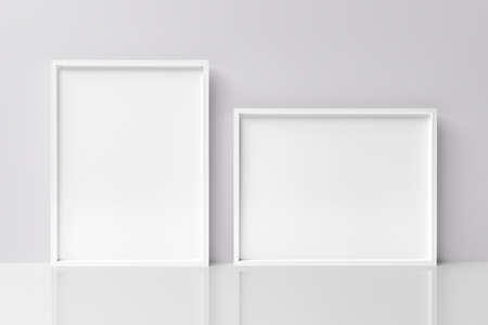 Realistic White Landscape Blank Photo Frame Mockup And Vertical Wall Empty 3D Picture Frame