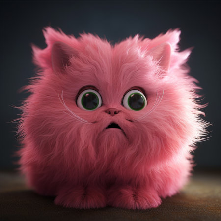 A pink cat with green eyes Generative AI Generatedの素材