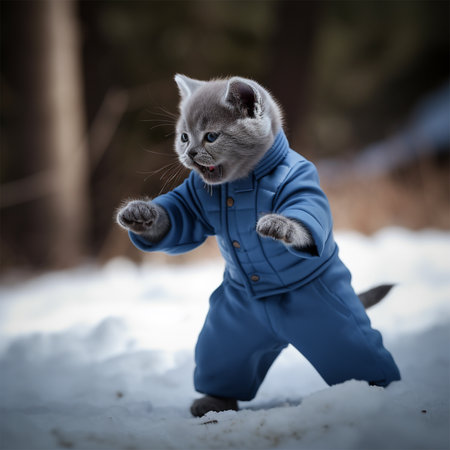A cat wearing a blue outfit Generative AI Generatedの素材
