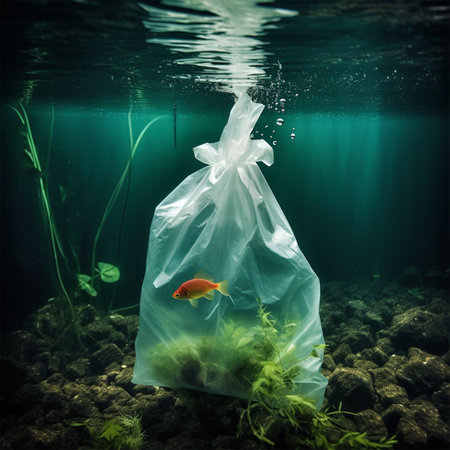 A plastic bag with a fish Generative AI Generatedの素材