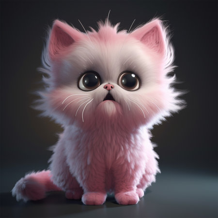A pink cat with big eyes Generative AI Generatedの素材