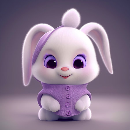 A bunny with a purple sweater Generative AI Generatedの素材