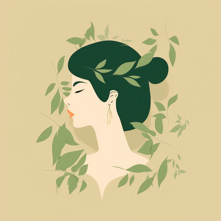 A woman with green hair Generative AI Generatedの素材