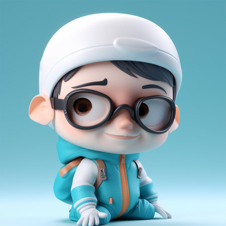 A cartoon character with a backpack and glasses Generative AI Generatedの素材