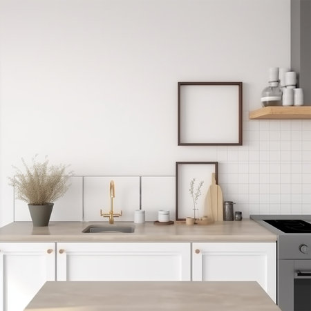 A kitchen with a sink Generative AI Generatedの素材