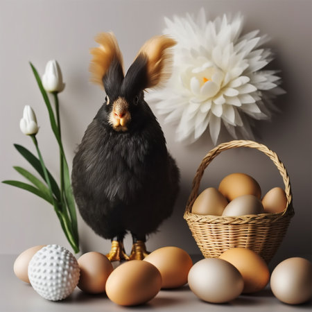 A photo of a bunny and eggs Generative AI Generatedの素材