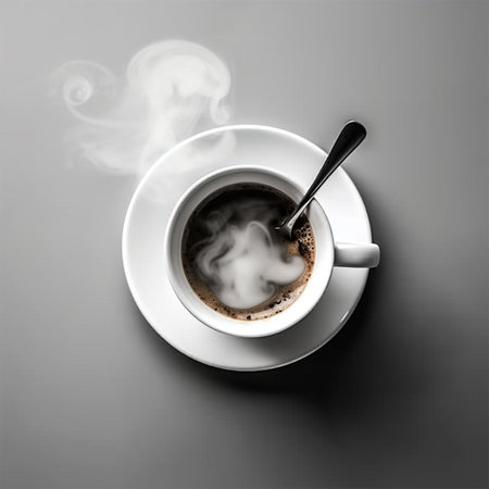A cup of coffee with steam Generative AI Generatedの素材