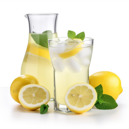 Two glasses of lemonade with a pitcher Generative AI Generatedの素材