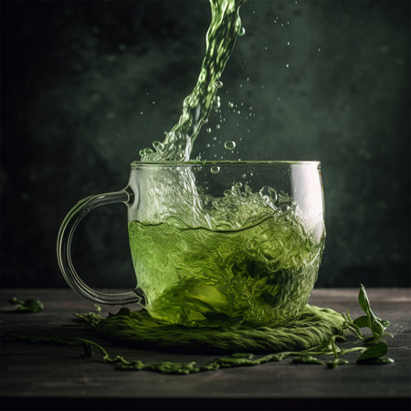 A green glass cup Generative AI Generatedの素材