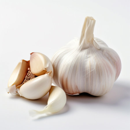 Two garlic bulbs Generative AI Generatedの素材