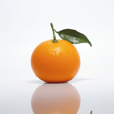 An orange with a leaf Generative AI Generatedの素材