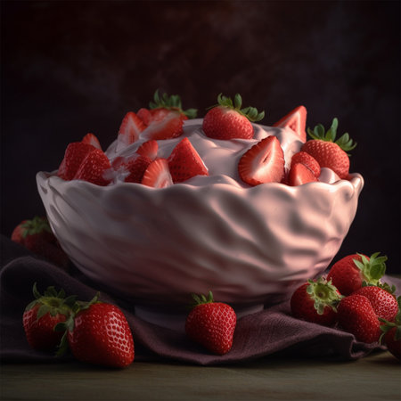 A bowl of strawberries Generative AI Generatedの素材
