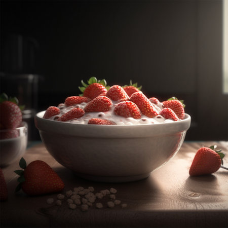 A bowl of strawberries Generative AI Generatedの素材
