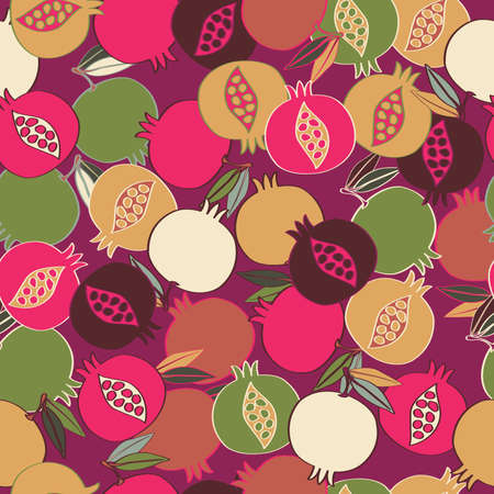 Pomgranate-Pattern Seamless Pattern Vector Illustrationのイラスト素材