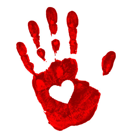 Hand print with heart icon, vector illustration のイラスト素材
