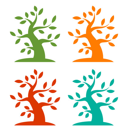 Set of Colorful Season Tree Bold iconsのイラスト素材
