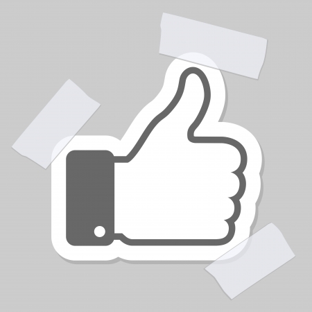 Gray thumb up applique, vector illustration のイラスト素材