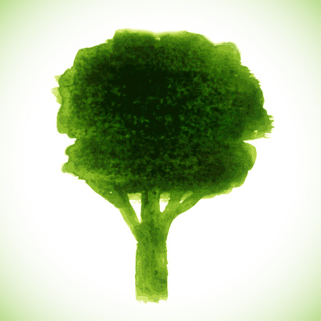 Hand Drawn Watercolor Grunge Tree  Vector Illustration のイラスト素材