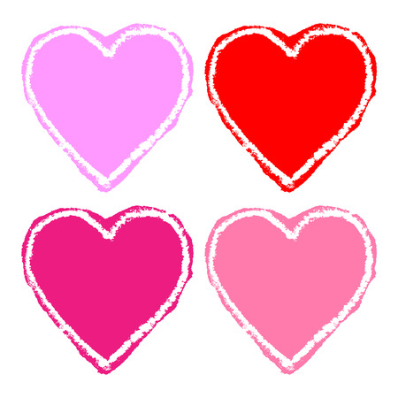 set of colorful grunge hearts, vector illustration のイラスト素材