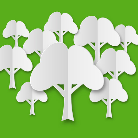 Composition of stylized white paper tree with shadowのイラスト素材