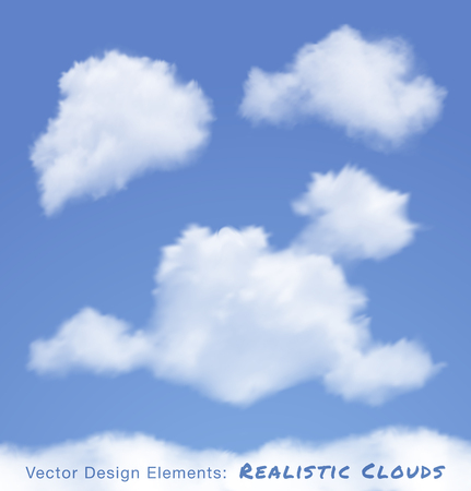 Realistic Clouds on blue sky  Vector illustration のイラスト素材
