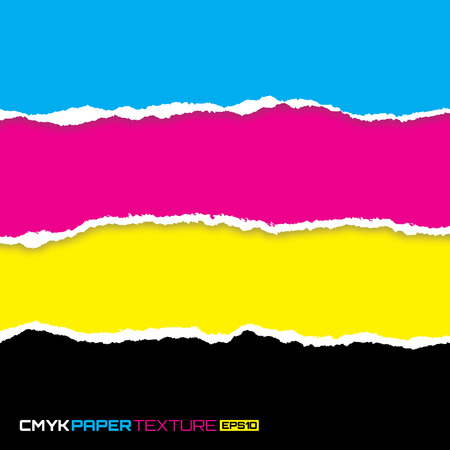  Set of lacerated bright papers in cmyk colorsのイラスト素材