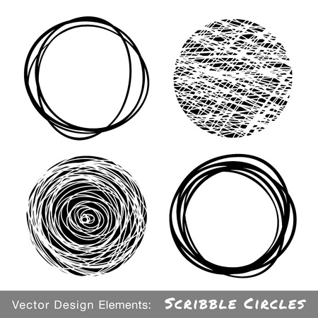 Set of Hand Drawn Scribble Circles, vector design elements のイラスト素材