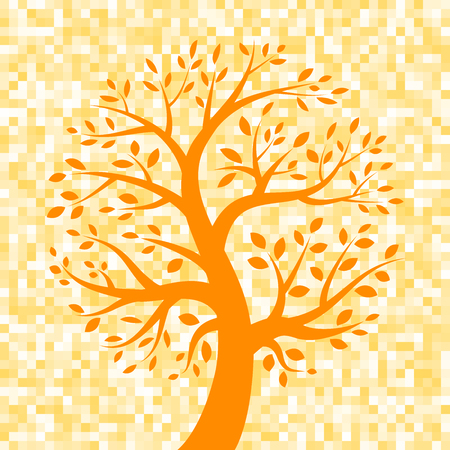 Orange Tree icon on Pixel Backgroundのイラスト素材