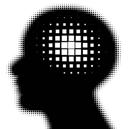 pixeated profile with idea symbolのイラスト素材