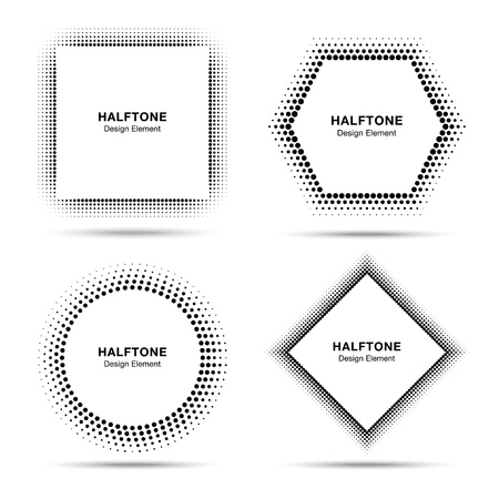 Set of Black Abstract Halftone Circlesのイラスト素材