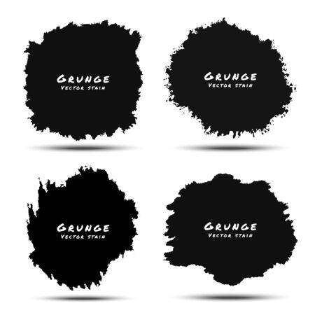 Set of Black Watercolor Grunge Splattersのイラスト素材