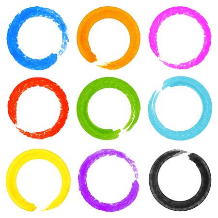 Set of Watercolor Colorful Grunge Circle Stainsのイラスト素材