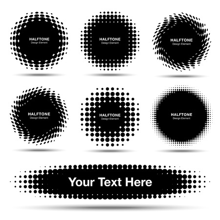 Set of 7 Abstract Halftone Design Elementsのイラスト素材