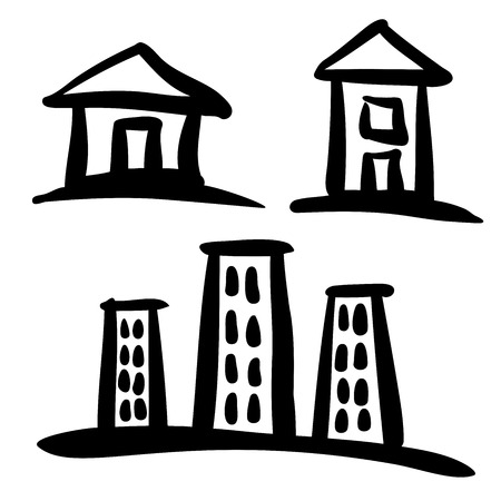 Set of House sketchesのイラスト素材