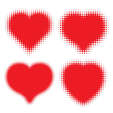 Set of Red Hearts Halftone のイラスト素材