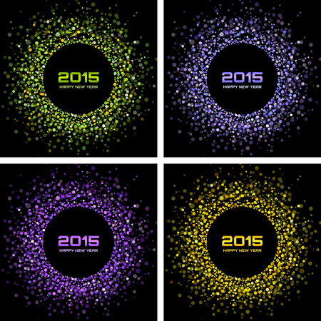 Set of  Colorful Bright New Year 2015 Backgrounds, vector illustrationのイラスト素材