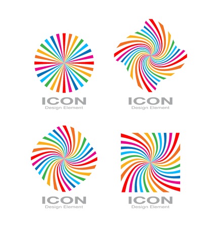 Set of Colorful Bright Rainbow Spiral Logo.のイラスト素材