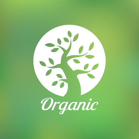 Organic green tree logo, eco emblem, ecology natural symbolのイラスト素材