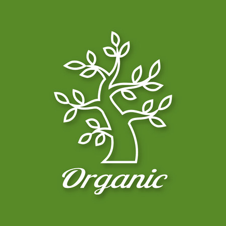 Linear illustration of Organic green tree logo, eco emblem, ecology natural symbolのイラスト素材