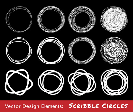 Set of White Hand Drawn Scribble Circlesのイラスト素材