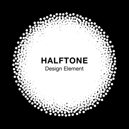 White Abstract Halftone Dots Circle. Circular Frame Background. illustrationのイラスト素材