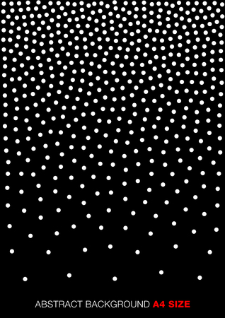 White Abstract Gradient Halftone Dots on black Background, a4 format. A4 size. Vector illustrationのイラスト素材